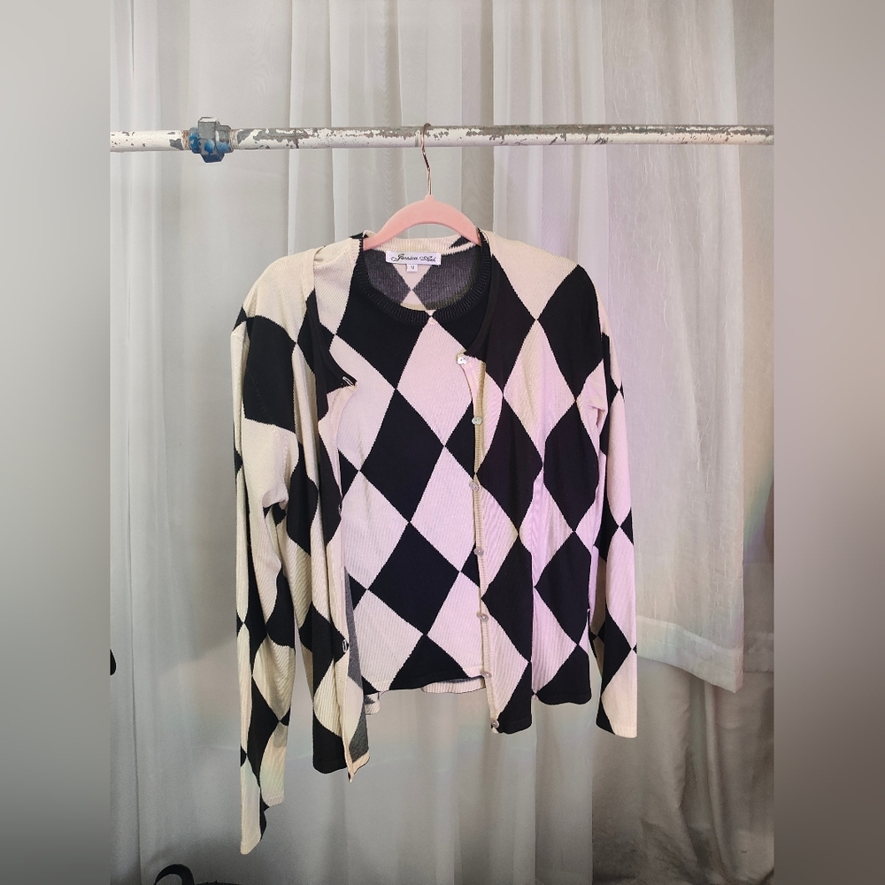 Argyle sweater shirt combo